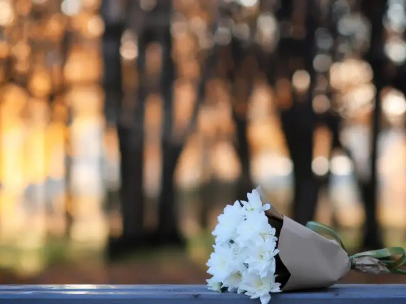 Flowers at grave